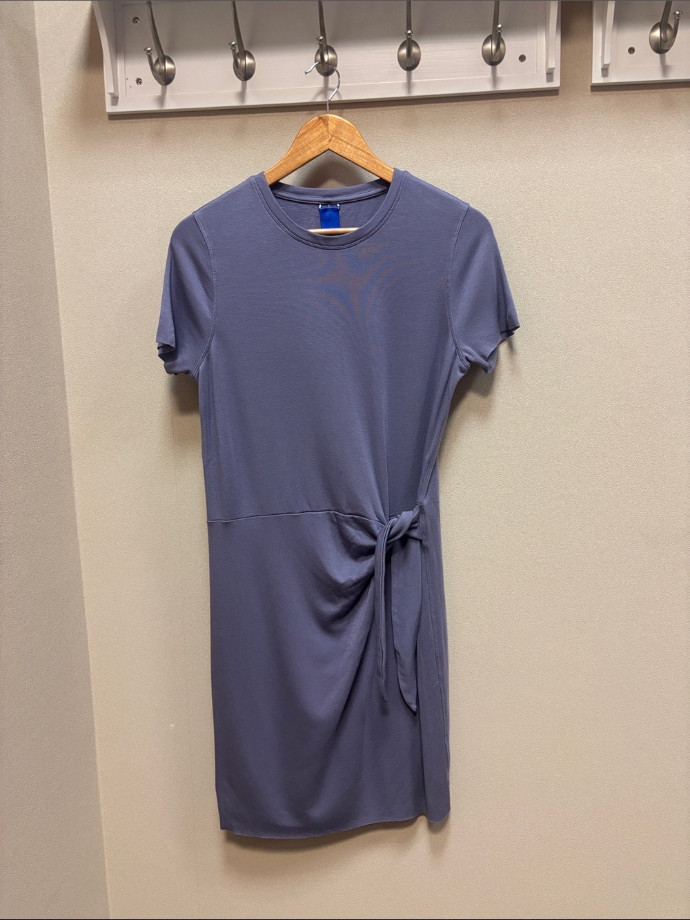 Kit and Ace W’s Sz S Relaxed Tie-Waist Short Sleeve Dress in Dusty Blue/Purple